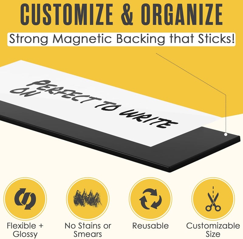 Houseables Magnetic Strip, Magnetic Tape Roll, Magnet Tape, Magnet Roll, Dry Erase Label, Strips for White Board, Write On Labels, Whiteboard Sheet, Dry Erase Sheet, Writable, Wipe Off, 5 in x 10 FT - Image 3